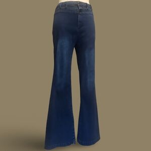 Classic Blue High Waist Flare/Bellbottom Dark Wash Jeans 70s Boho Festival Vibe